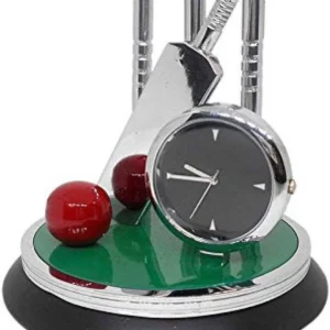 Best Cricket Gifts Cricket Kit with Table Clock Showpiece