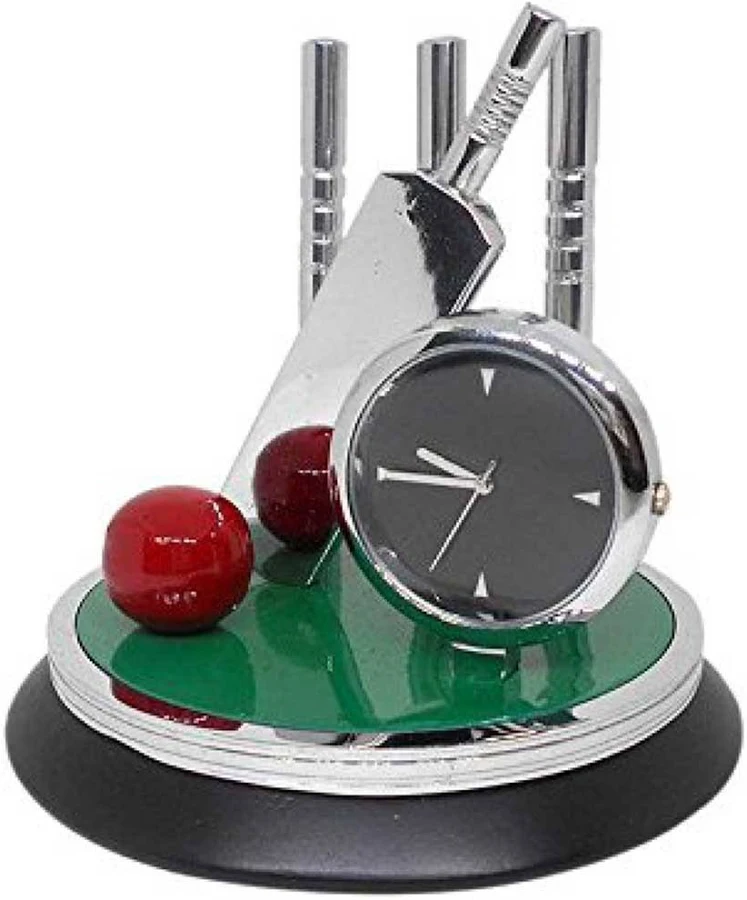 Best Cricket Gifts Cricket Kit with Table Clock Showpiece